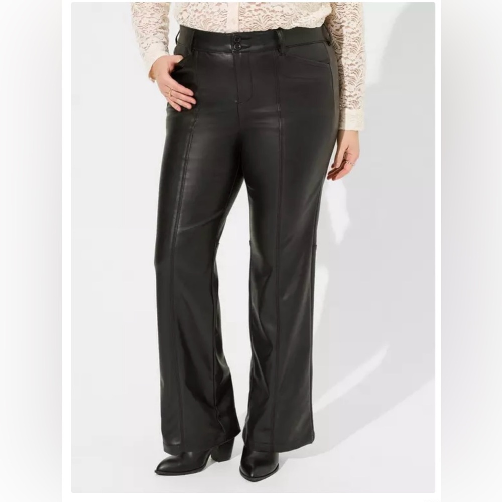 Torrid Pintuck Trouser Boot Faux Leather High Rise Pant 24R